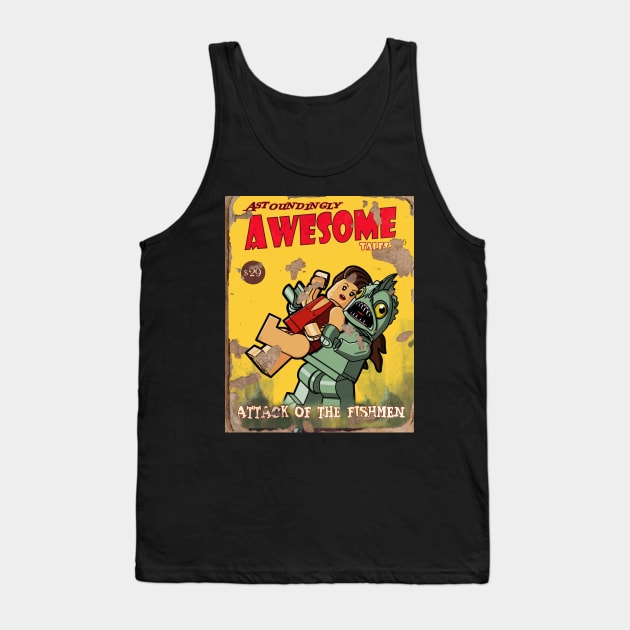 LEGO Fallout "Attack of the Fishmen" Magazine Cover Tank Top by schultzstudio